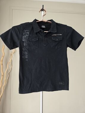 First Wave Black Polo Tshirt Sz.6/7